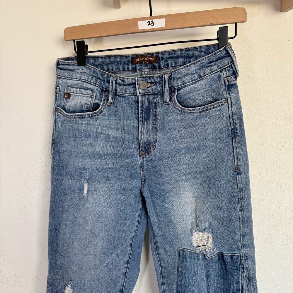 Dear John Flare Patchwork Distressed Blue Jeans s… - image 2